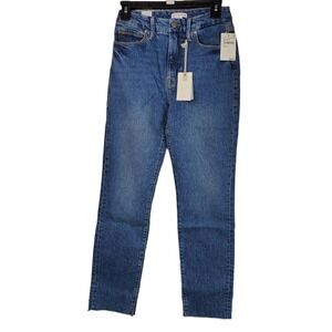 Good American Jeans sz 2 Classic Skinny High Rise 26 x 28 Blue940 RAW HEM $139